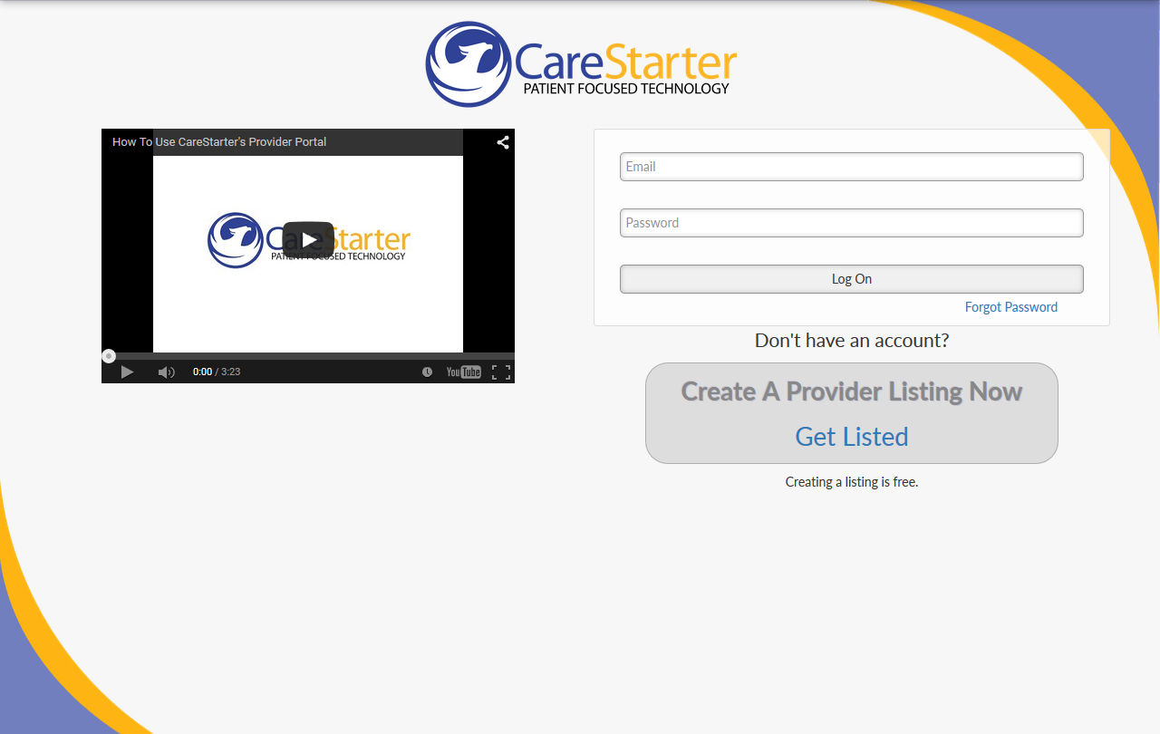 CareStarter's Provider Portal