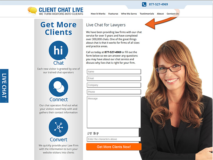 CLient Chat Live Landing Pages
